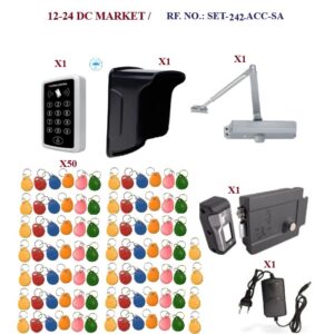 Kartlı ve Şifreli Geçiş Sistemi Set_200_ENPERCON Standalone Kartlı ve Şifreli Geçiş Paneli, YT Tirajlı Kapı Otomatı, Adaptör, ENPERCON Rfid Proximity Anahtarlık, ENPERCON Kapı İtici Hidrolik