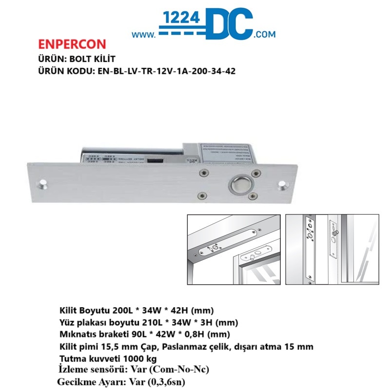 bolt kilit, pimli kapı kilidi, enpercon bolt kilit
