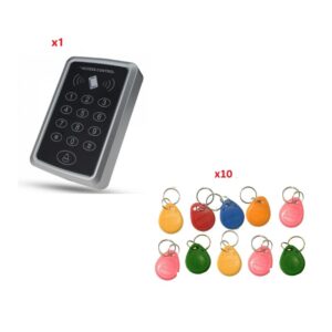 Standalone Kartlı ve Şifreli Geçiş Sistemi SET-CPR02-003 içeriği: 1adet Enpercon kartlı ve şifreli geçiş paneli, 10 adet ENPERCON rfid anahtarlık